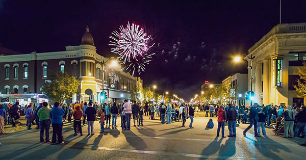 Fireworks in downtown Ark City, KS
